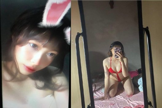 Em gái yêu thích mặc bikini đỏ quyến rũ